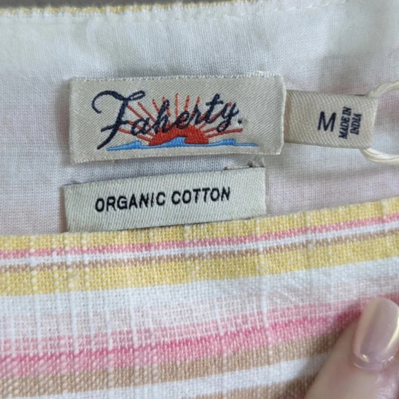 NWT Faherty Apres Soleil Stripe Hailee Dress sz M	 Organic Cotton Boho White - Picture 9 of 13